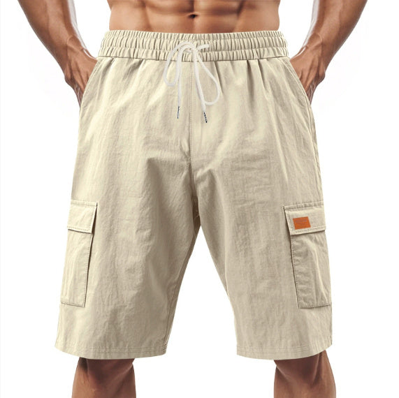 Loose Sports And Leisure Solid Color Linen Drawstring Shorts